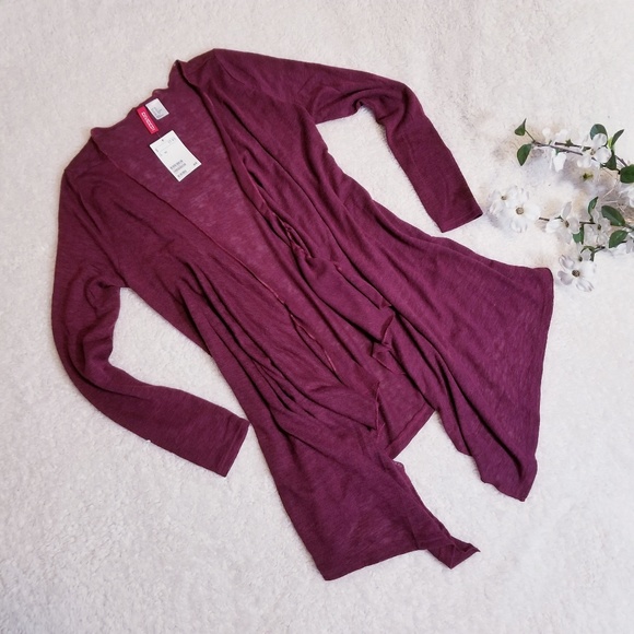 H&M Tops - H&M Divided Burgundy Open Front Cardigan